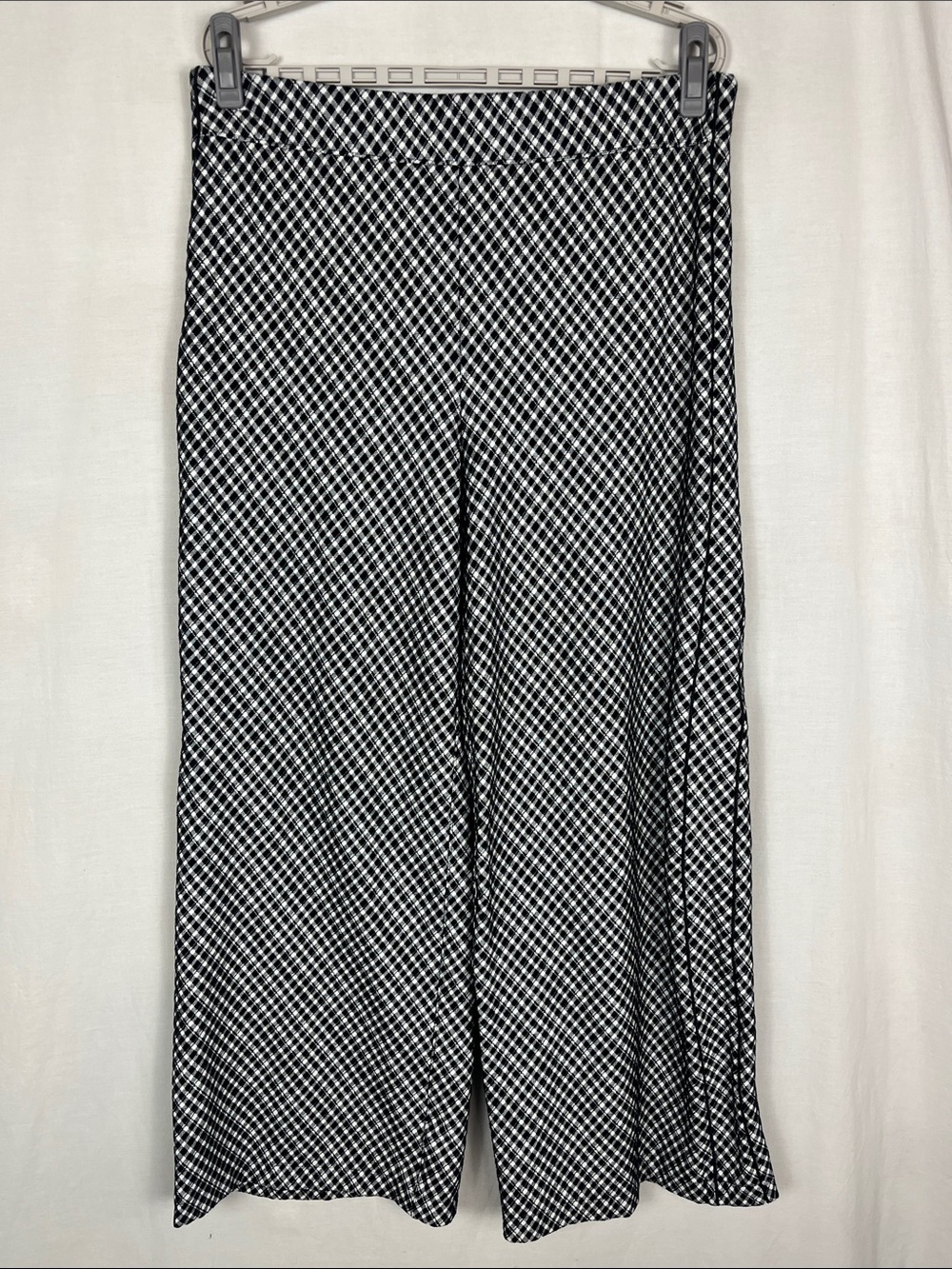 Spanx Black and White Checkered Perfect Wide Leg Pants
